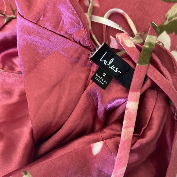 Love of Romance Pink Floral Print Satin Cowl Neck Maxi Dress - Picture 10 of 10